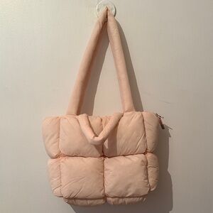 Elegant Peach Quilted Tote Bag